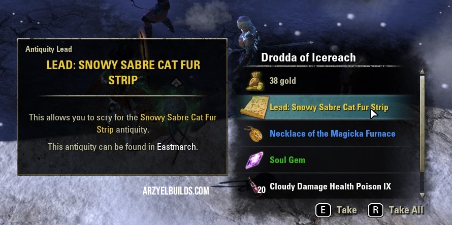 snow treaders leads eso