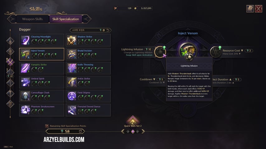 skill specialization system options