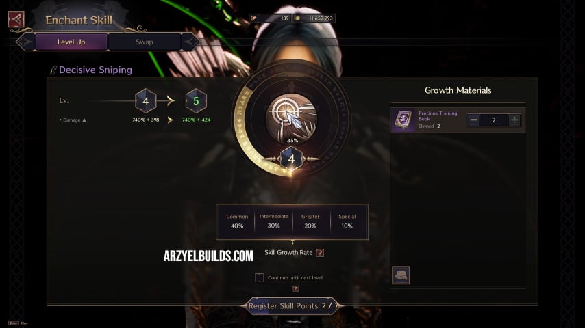 materials to level up a longbow skill in throne and liberty